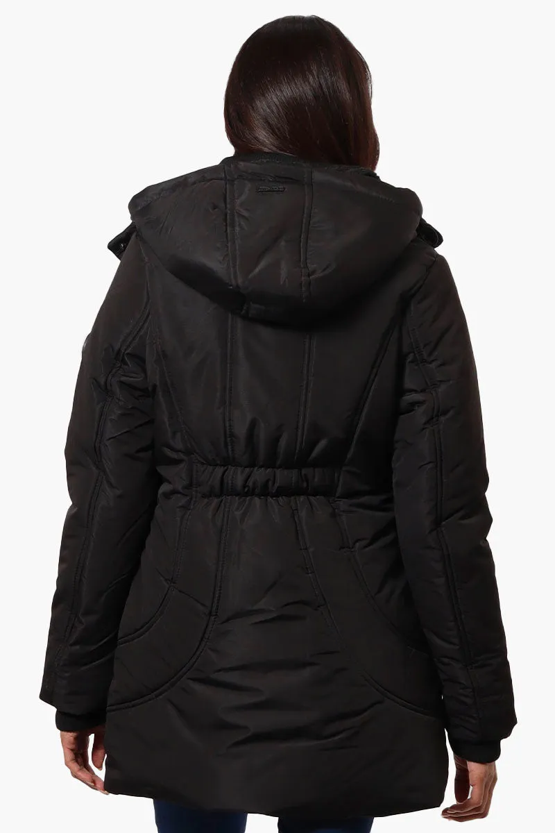 Oppenheimer Hooded Cinched Waist Parka Jacket - Black