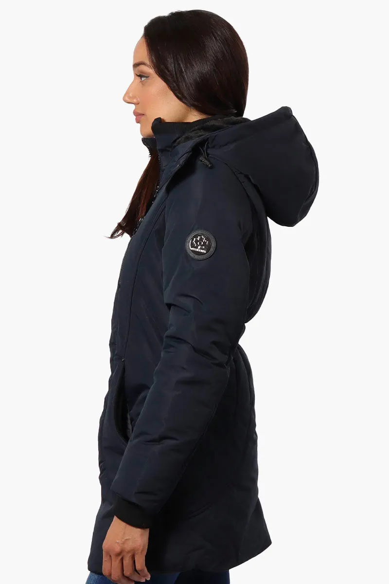 Oppenheimer Hooded Cinched Waist Parka Jacket - Navy