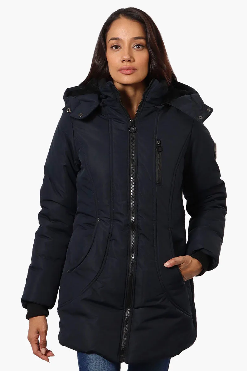 Oppenheimer Hooded Cinched Waist Parka Jacket - Navy