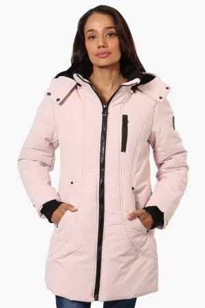 Oppenheimer Hooded Cinched Waist Parka Jacket - Pink