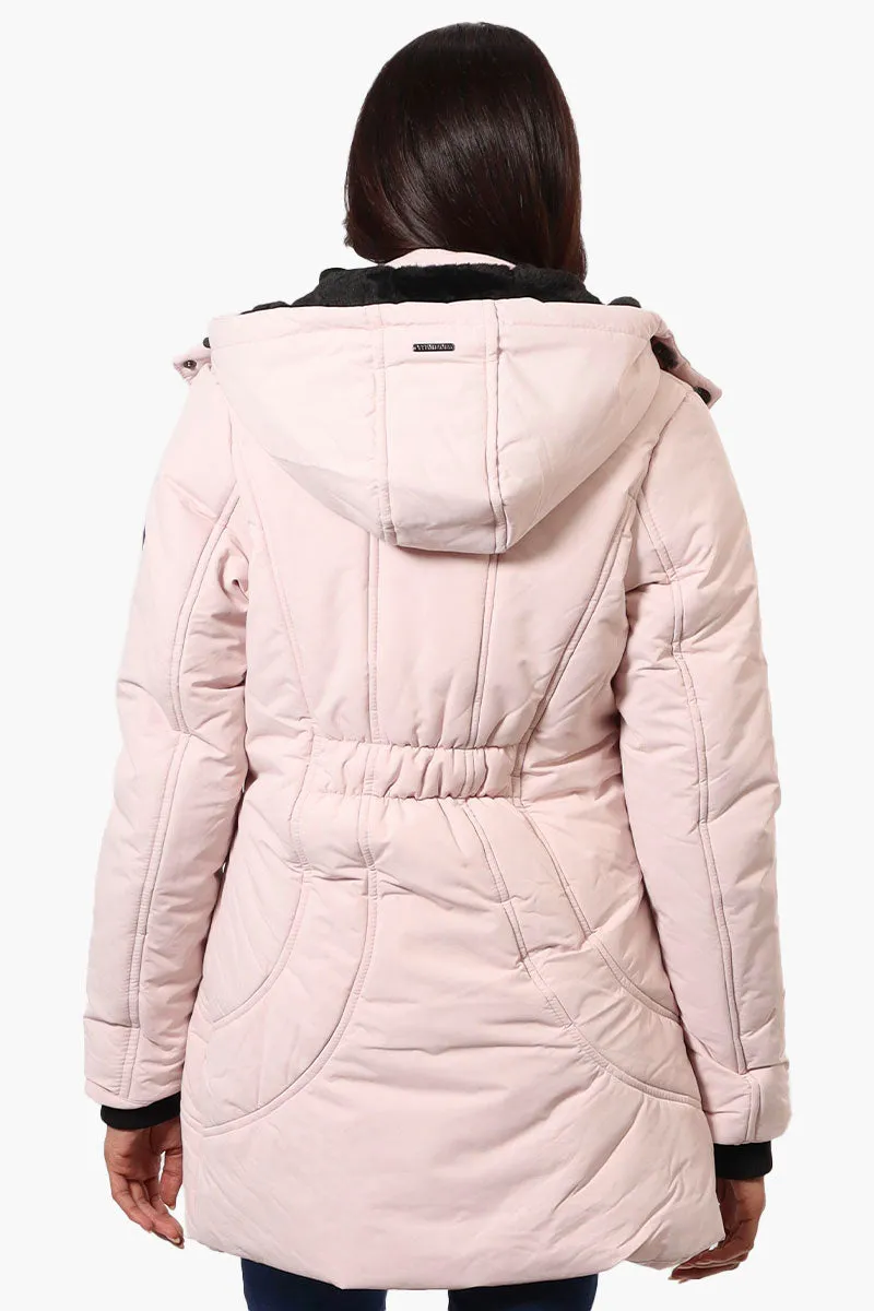 Oppenheimer Hooded Cinched Waist Parka Jacket - Pink