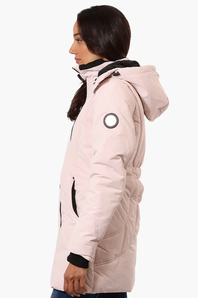 Oppenheimer Hooded Cinched Waist Parka Jacket - Pink