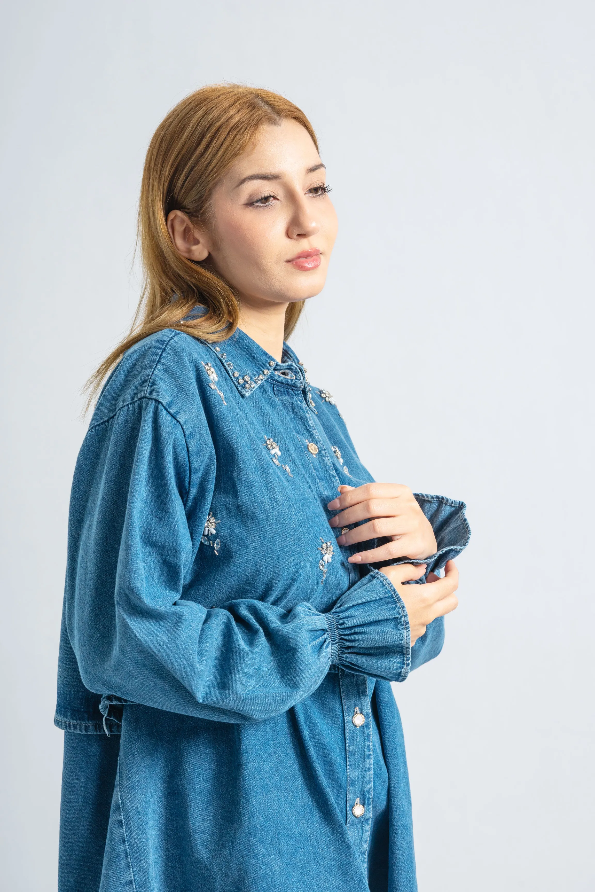 Pearl Flora Denim Blouse