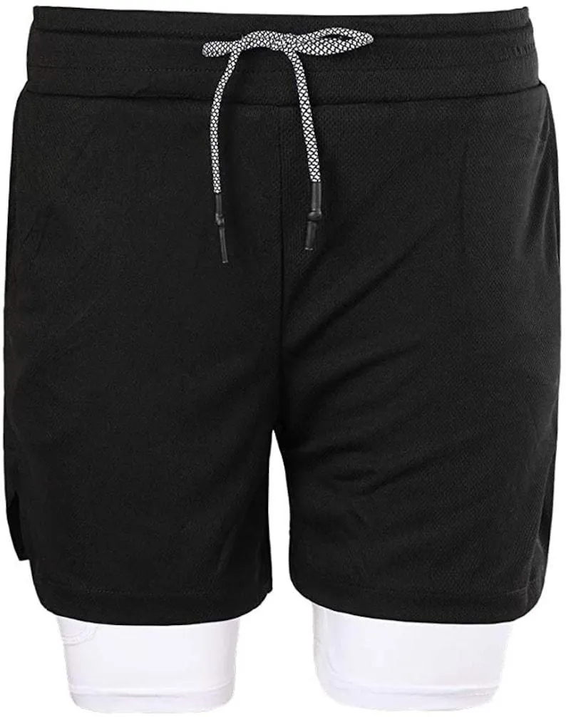 Performance Running Shorts with Integrated Base Layer and Pocket