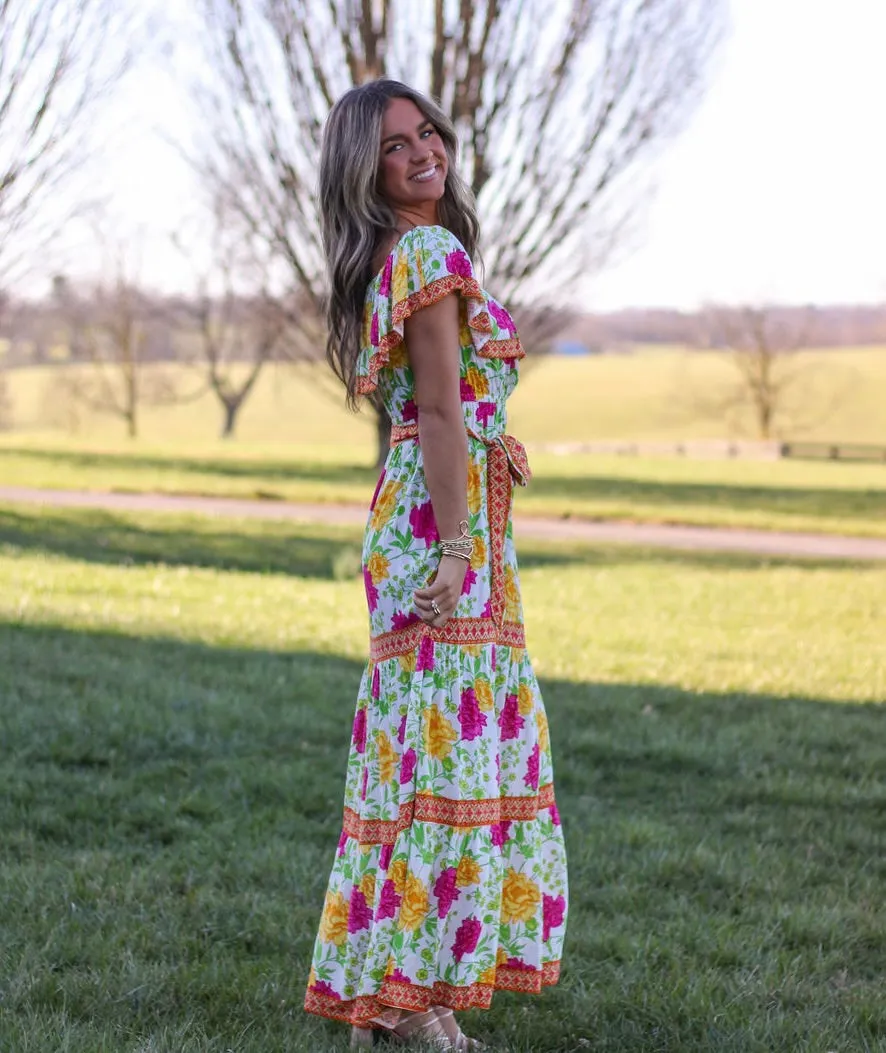 Pink Petal Tiered Off the Shoulder Maxi Dress