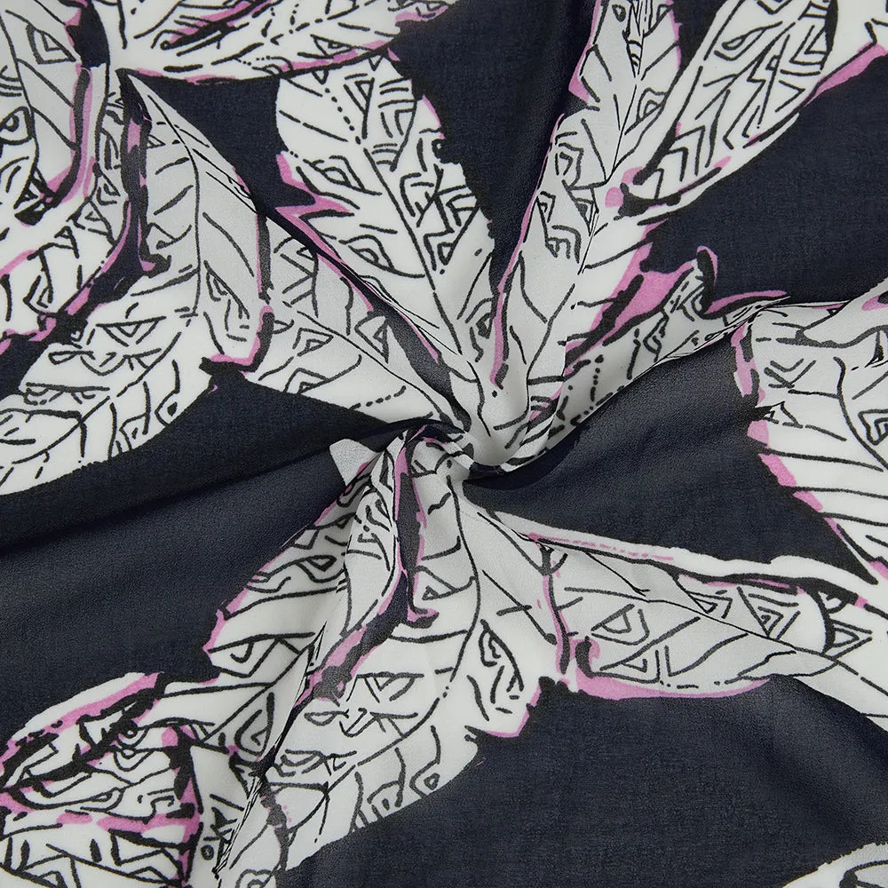 Polyester Leaf Pattern Chiffon Fabric