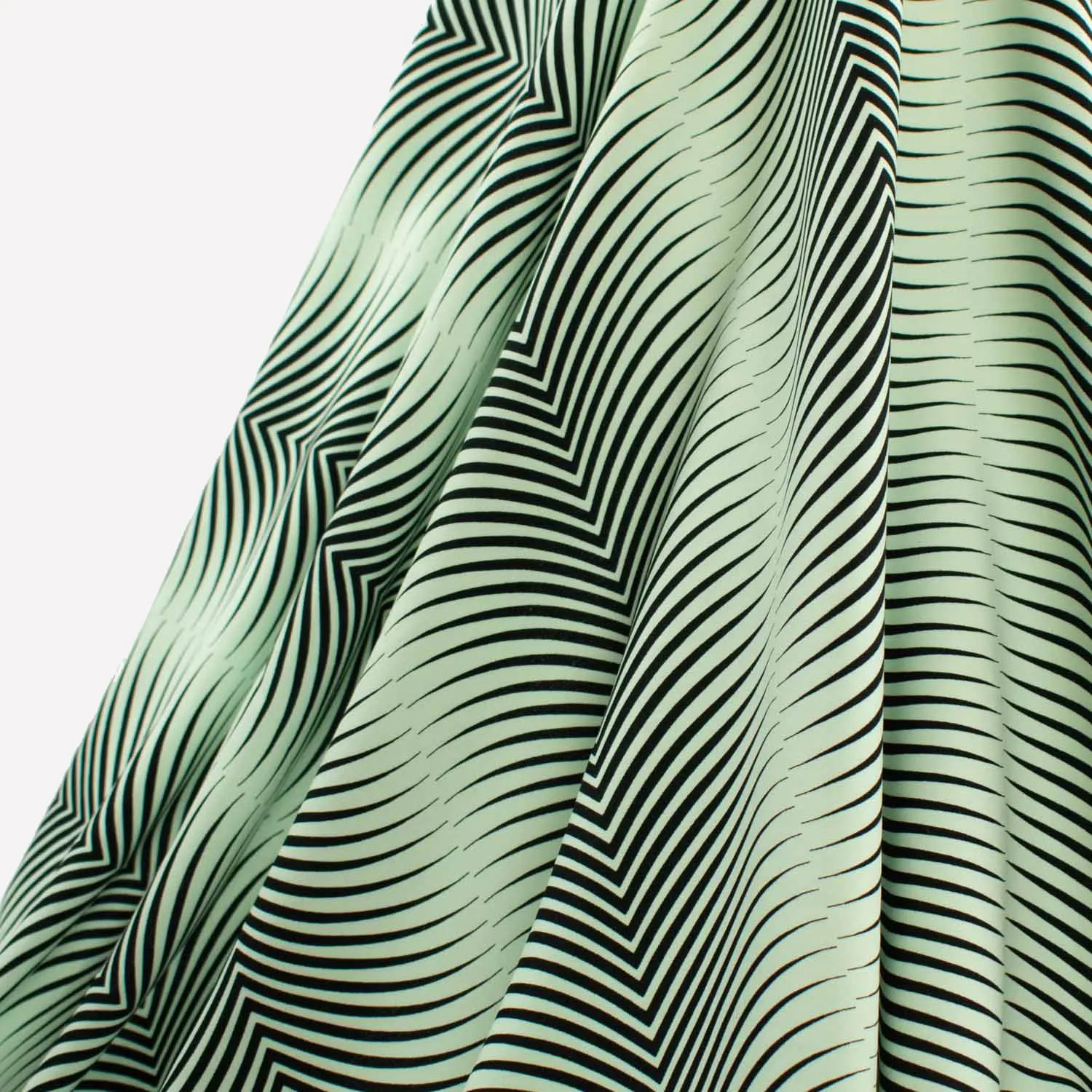 Printed Crepe Abstract Wavy Mint