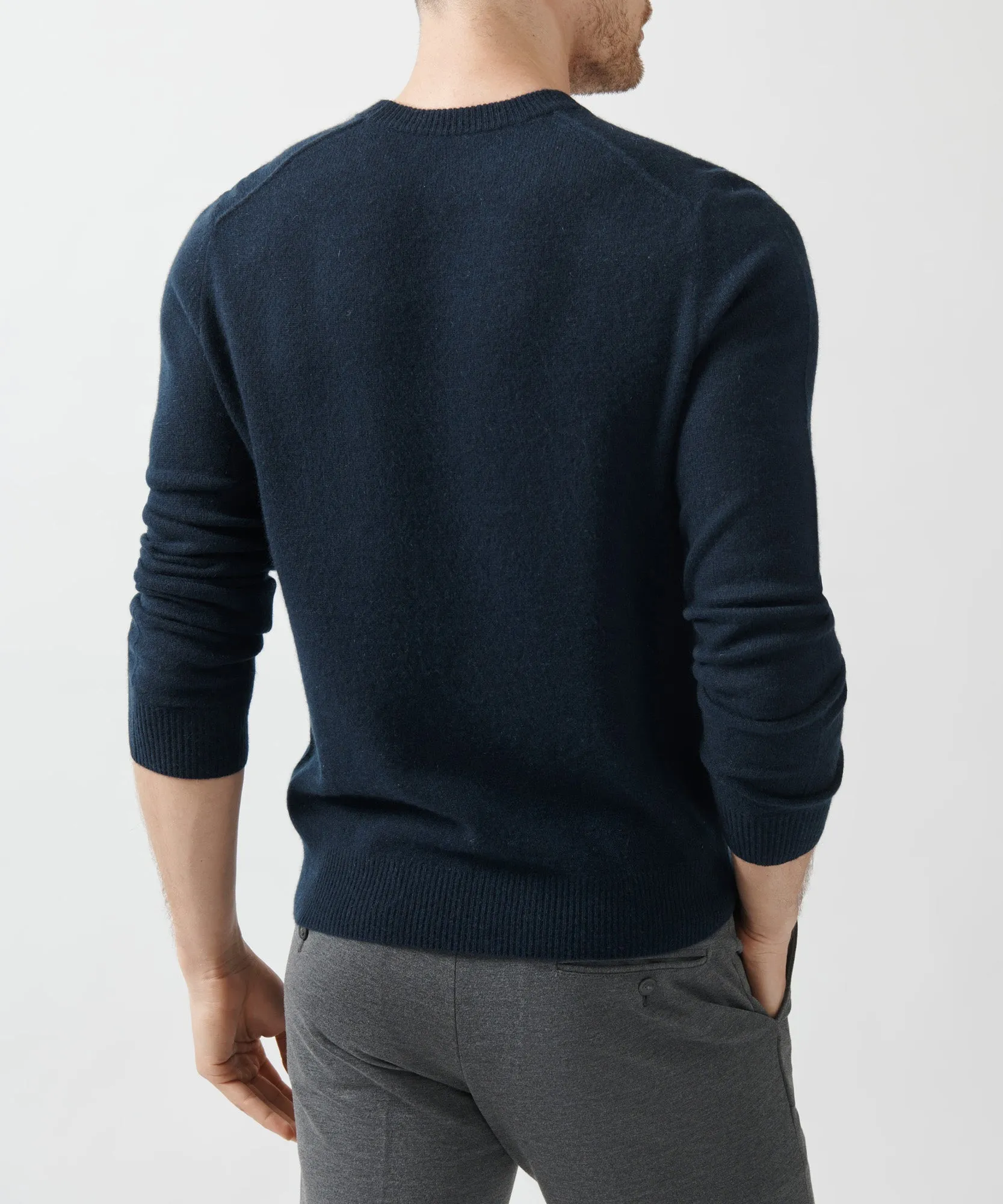 Recycled Cashmere Exposed Seam Crew Neck Sweater - Midnight