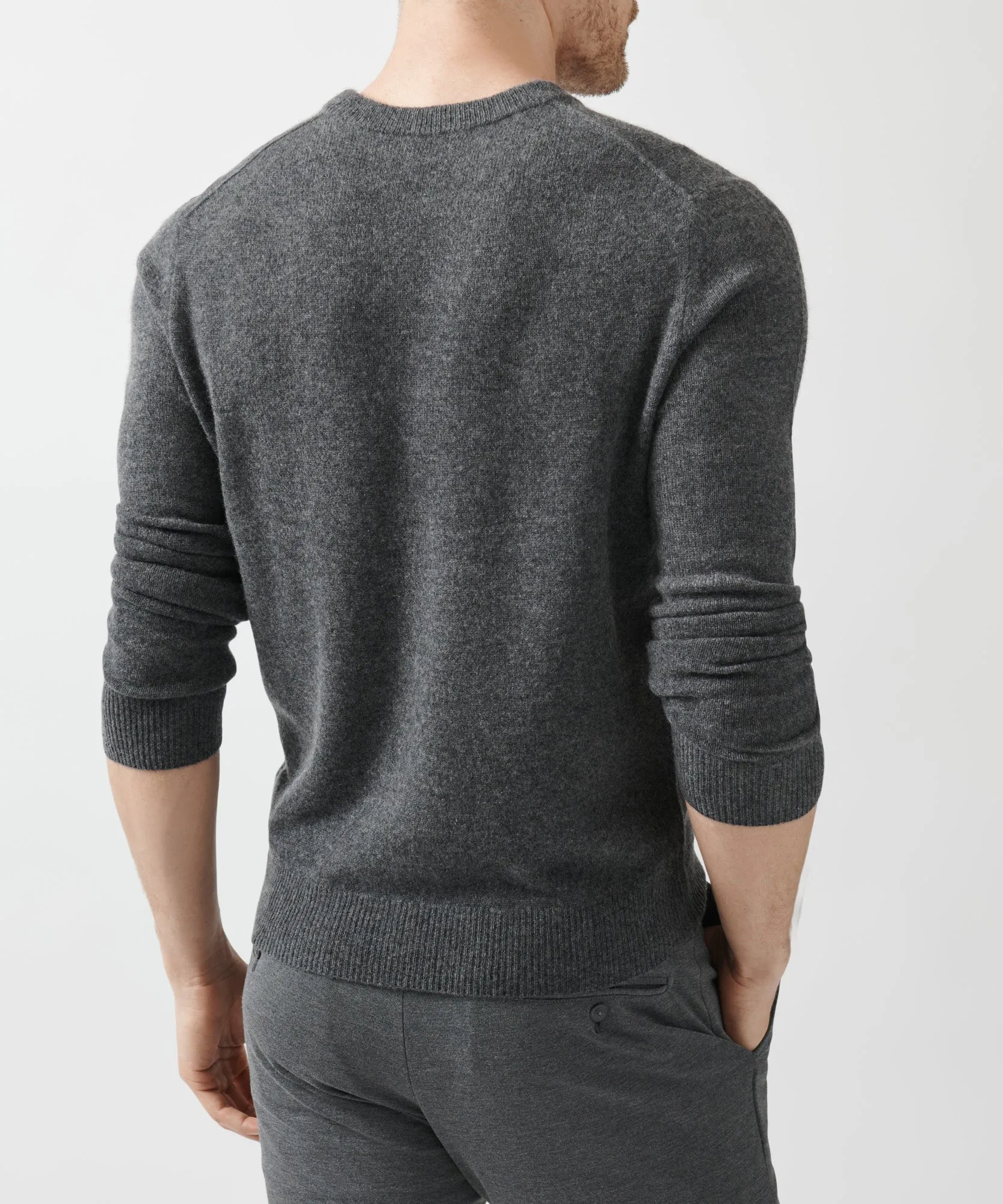 Recycled Cashmere Exposed Seam V-Neck Sweater - Heather Charcoal