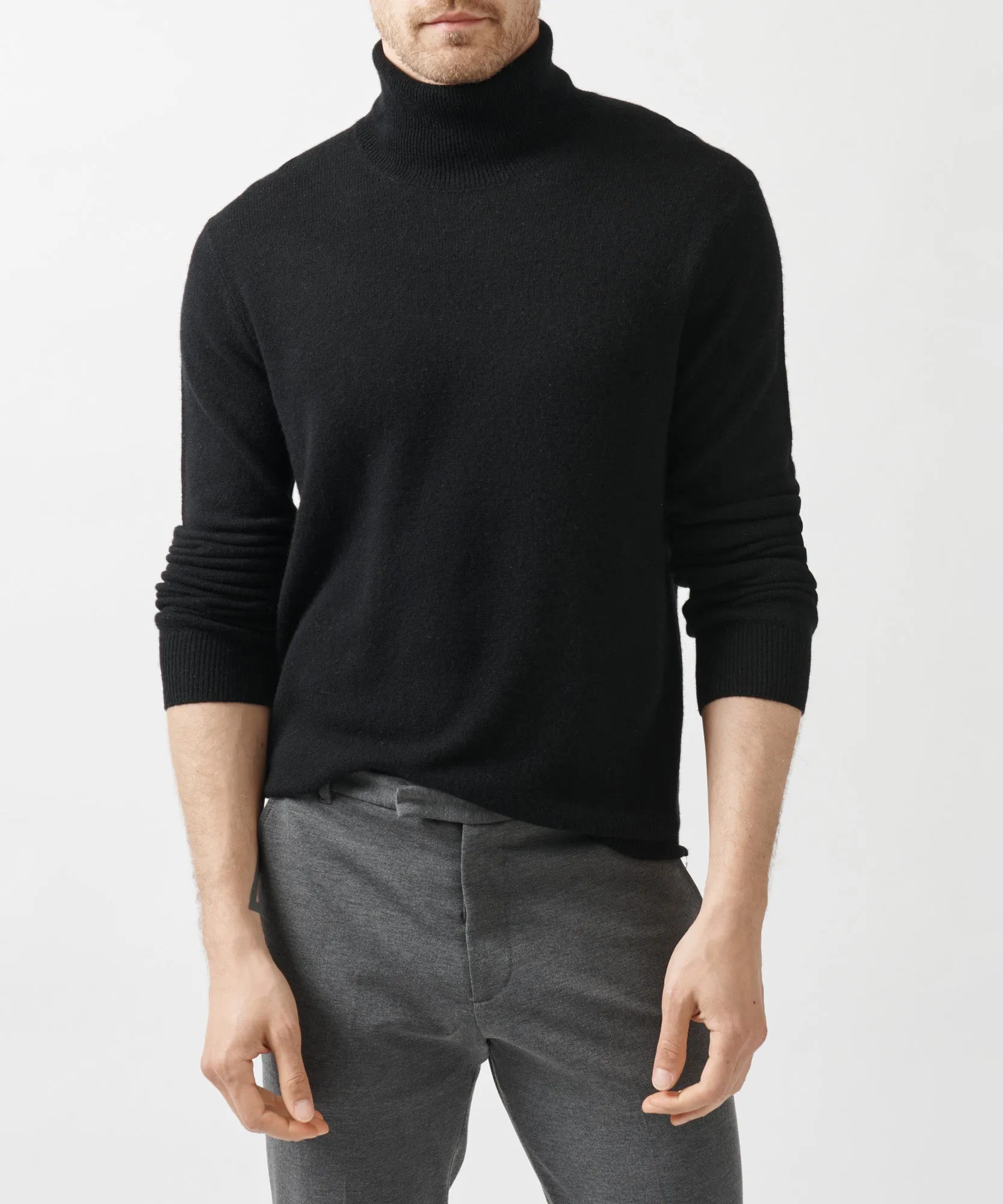 Recycled Cashmere Turtleneck Sweater - Black