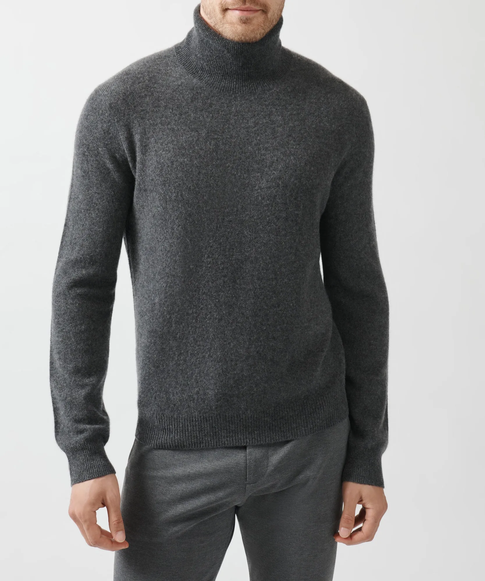 Recycled Cashmere Turtleneck Sweater - Heather Charcoal