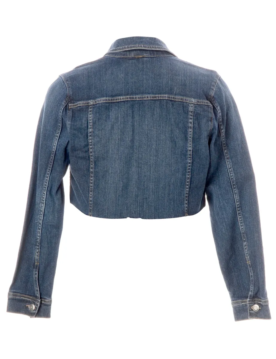 Reworked Kylie Raw Edge Cropped Denim Jacket - M