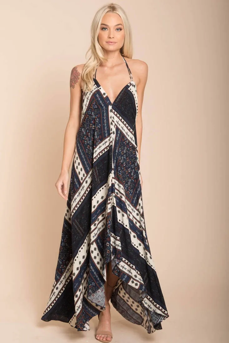 Romani Fall Maxi Dress Navy