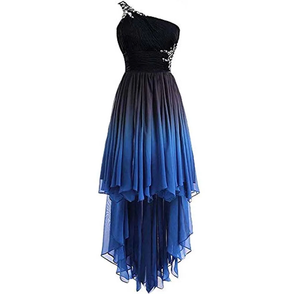 sd-hk Gradient Formal Evening Gowns Beaded Ombre Chiffon Long Prom Dresses