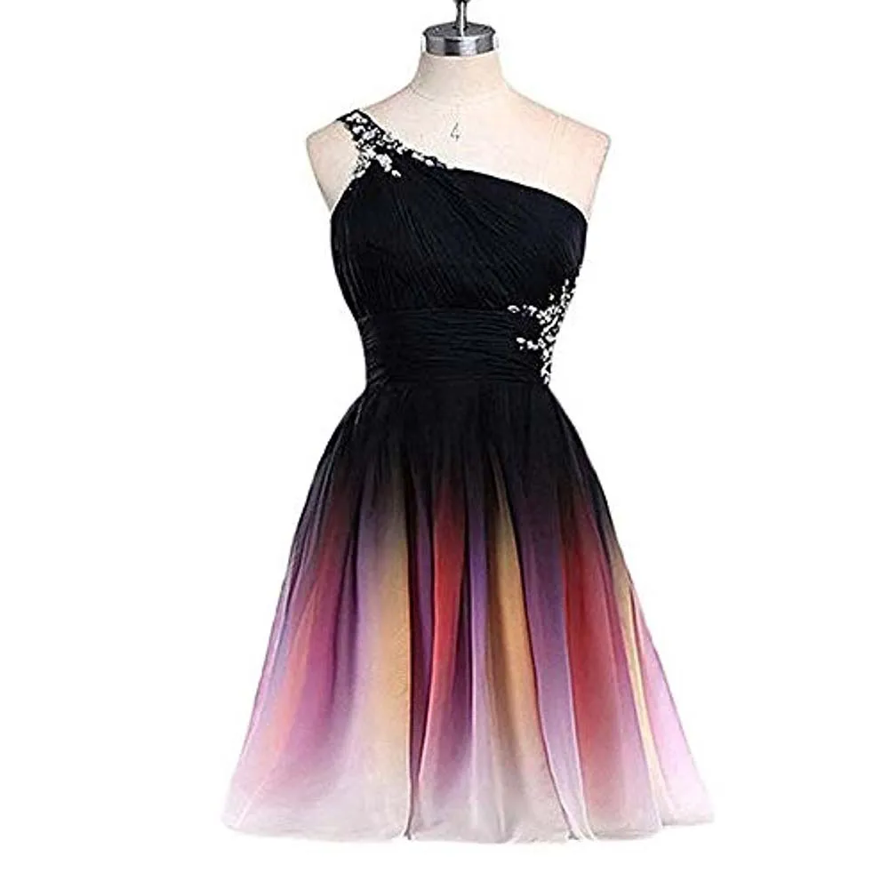 sd-hk Gradient Formal Evening Gowns Beaded Ombre Chiffon Long Prom Dresses