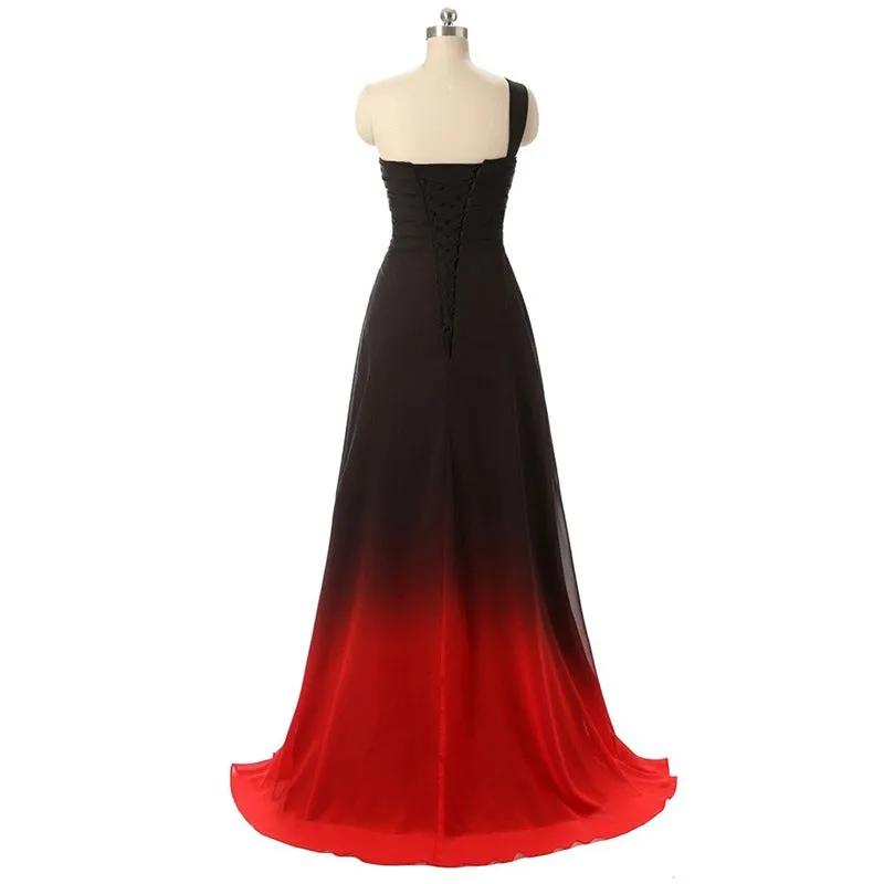 sd-hk Gradient Formal Evening Gowns Beaded Ombre Chiffon Long Prom Dresses