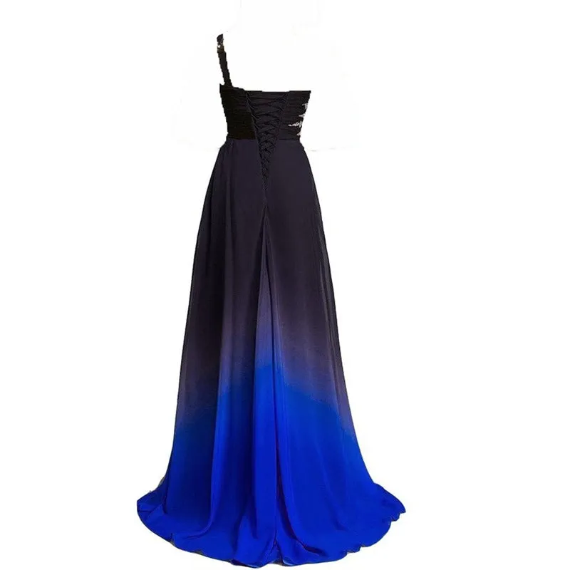 sd-hk Gradient Formal Evening Gowns Beaded Ombre Chiffon Long Prom Dresses