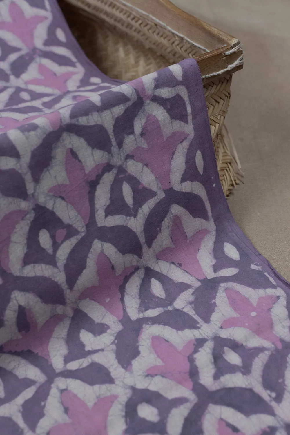 Shades of Purple Design Dabu Cotton Fabric