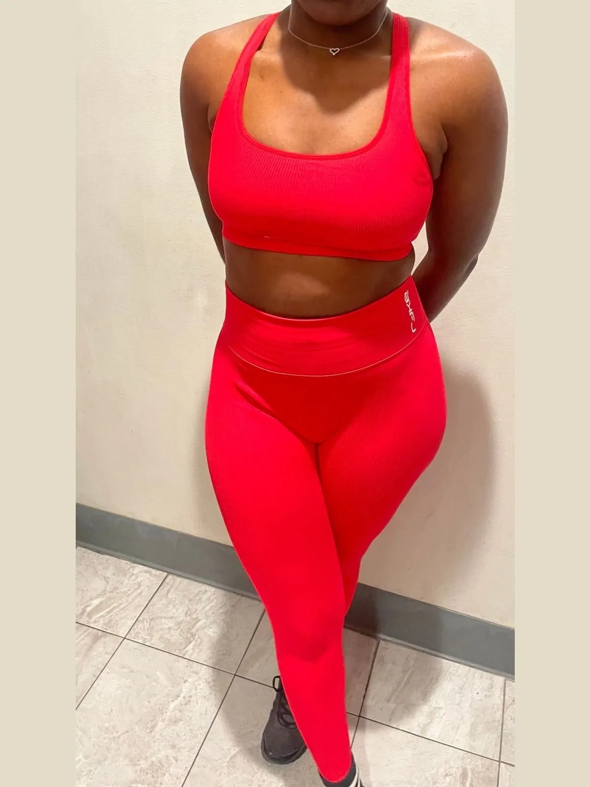 Strappy Back Ribbed Leggings Set