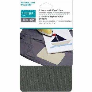 UNIQUE SEWING Drill Patch Grey - 10 x 15cm (4" x 6") - 2pcs