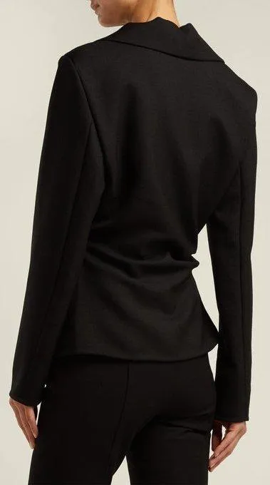 'Veste Baija' Double-Breasted Drape Wool Jacket