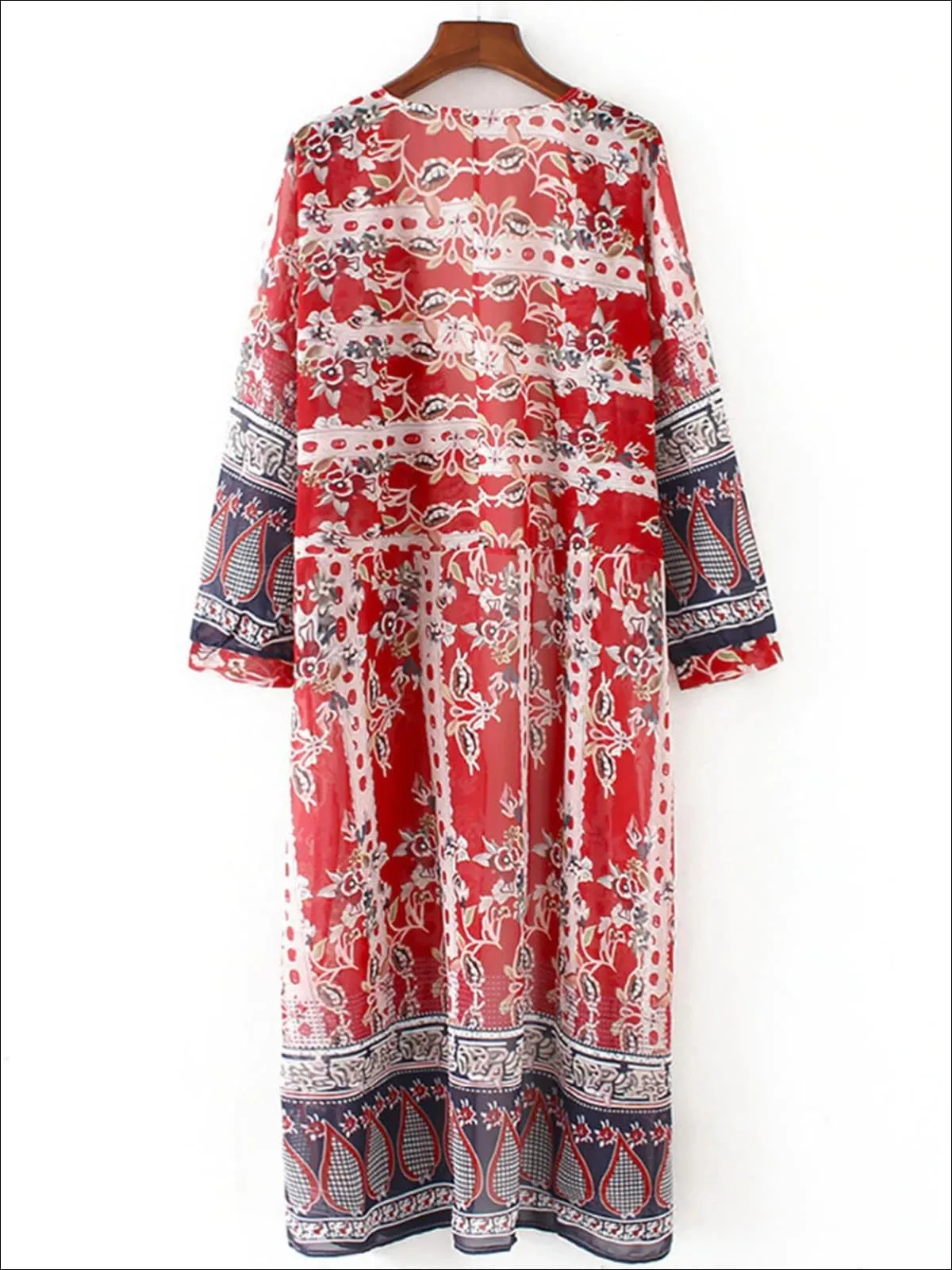 Women's Floral Sheer Maxi Bohemian Kimono