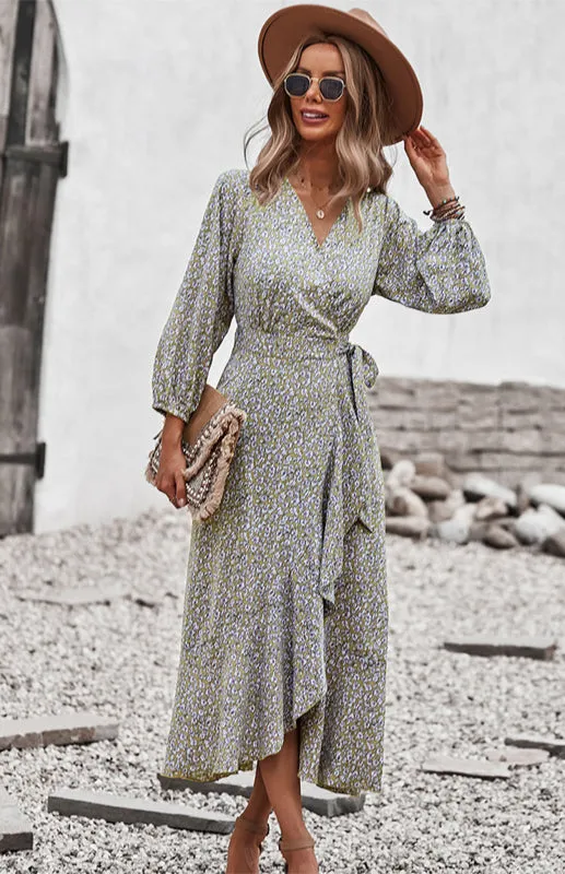 Wrap Maxi Dress Floral  | Long Maxi dress | Maxi Dress with Slit