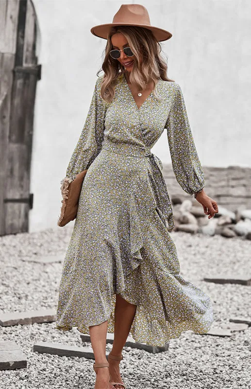 Wrap Maxi Dress Floral  | Long Maxi dress | Maxi Dress with Slit