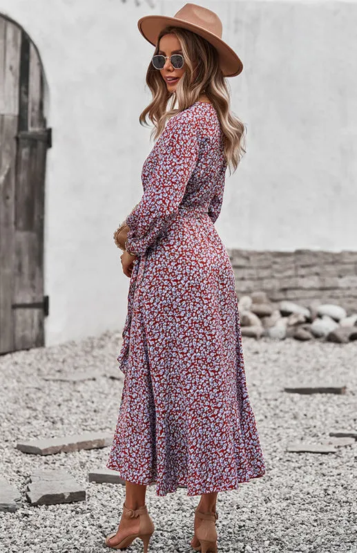 Wrap Maxi Dress Floral  | Long Maxi dress | Maxi Dress with Slit