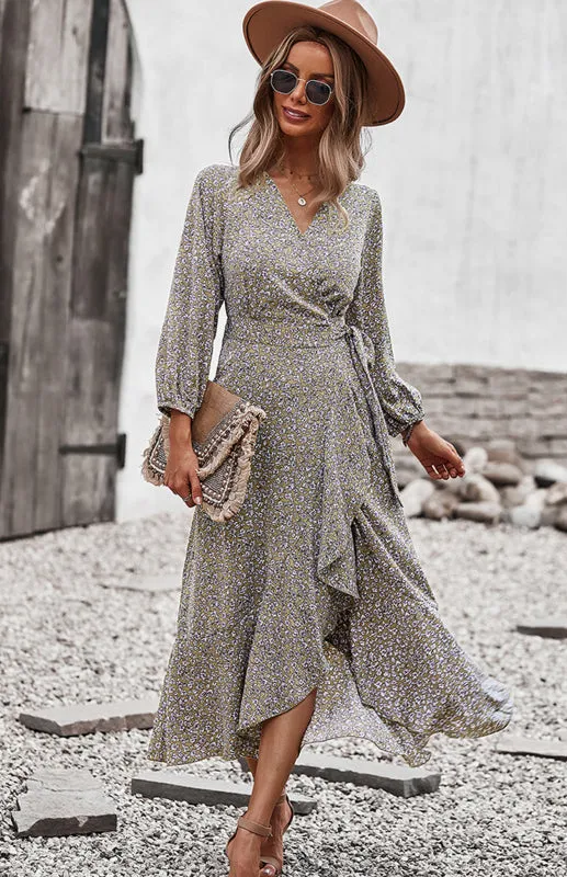 Wrap Maxi Dress Floral  | Long Maxi dress | Maxi Dress with Slit