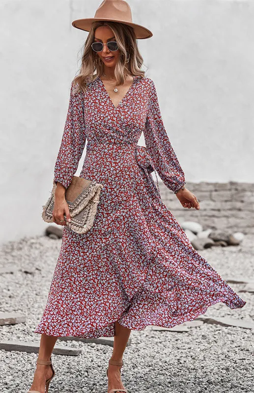 Wrap Maxi Dress Floral  | Long Maxi dress | Maxi Dress with Slit