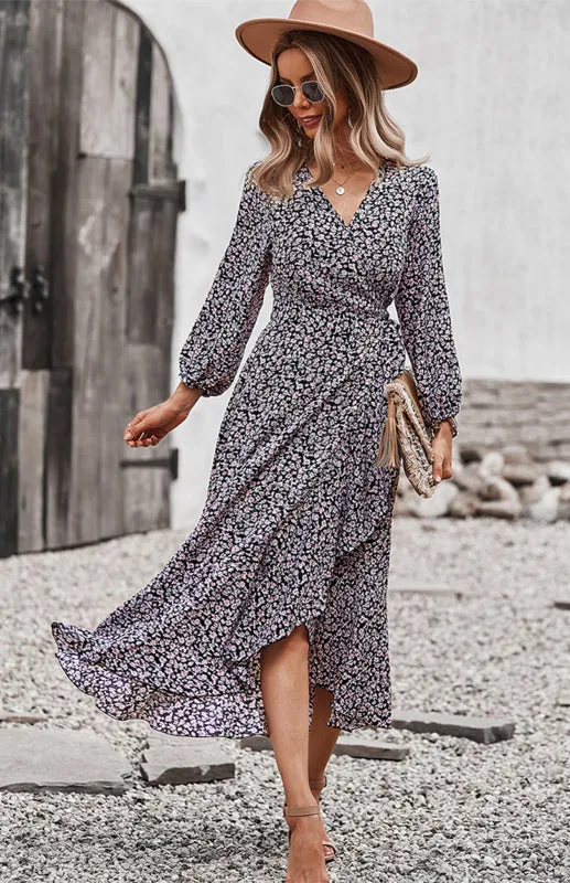 Wrap Maxi Dress Floral  | Long Maxi dress | Maxi Dress with Slit