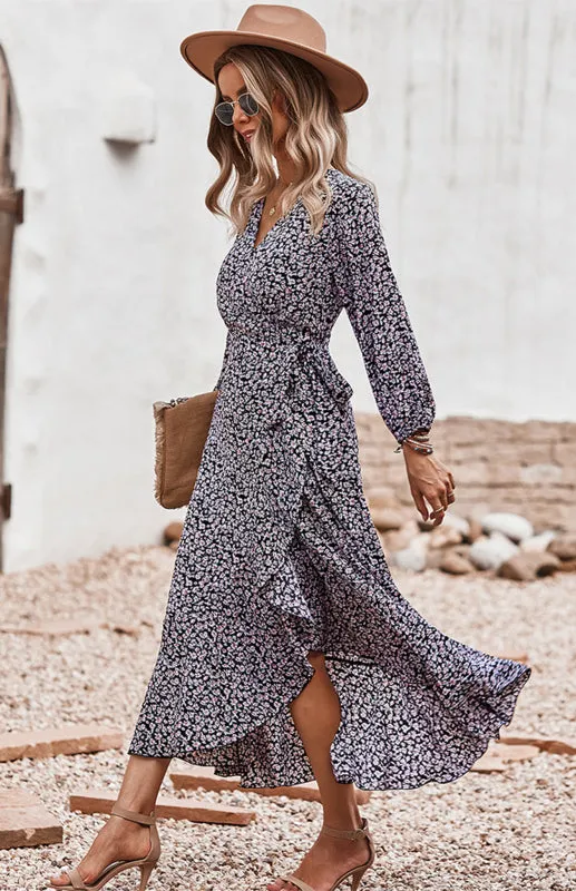 Wrap Maxi Dress Floral  | Long Maxi dress | Maxi Dress with Slit