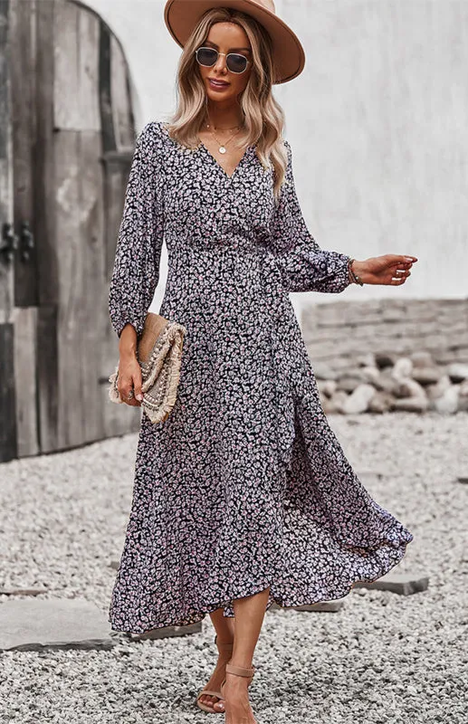 Wrap Maxi Dress Floral  | Long Maxi dress | Maxi Dress with Slit