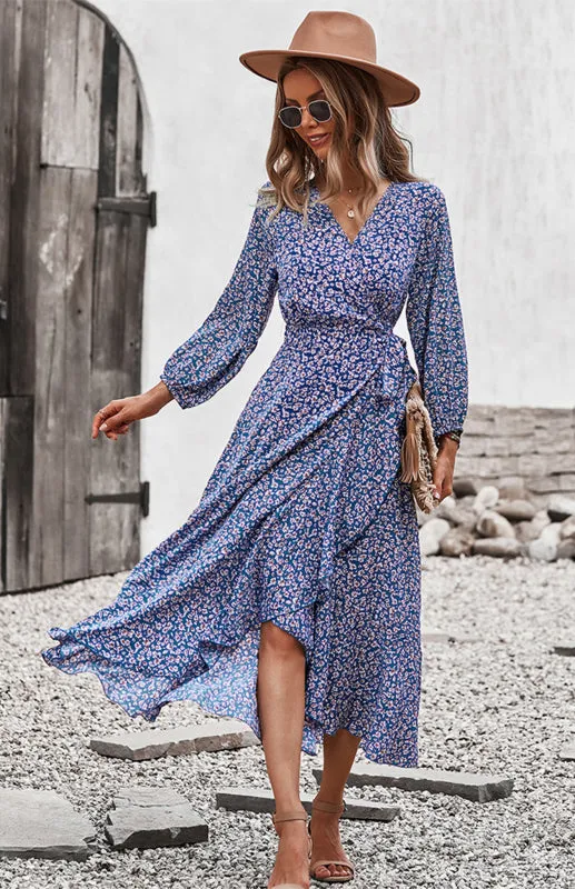 Wrap Maxi Dress Floral  | Long Maxi dress | Maxi Dress with Slit