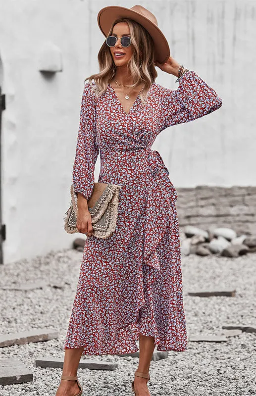 Wrap Maxi Dress Floral  | Long Maxi dress | Maxi Dress with Slit