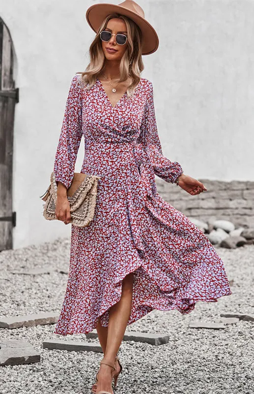 Wrap Maxi Dress Floral  | Long Maxi dress | Maxi Dress with Slit